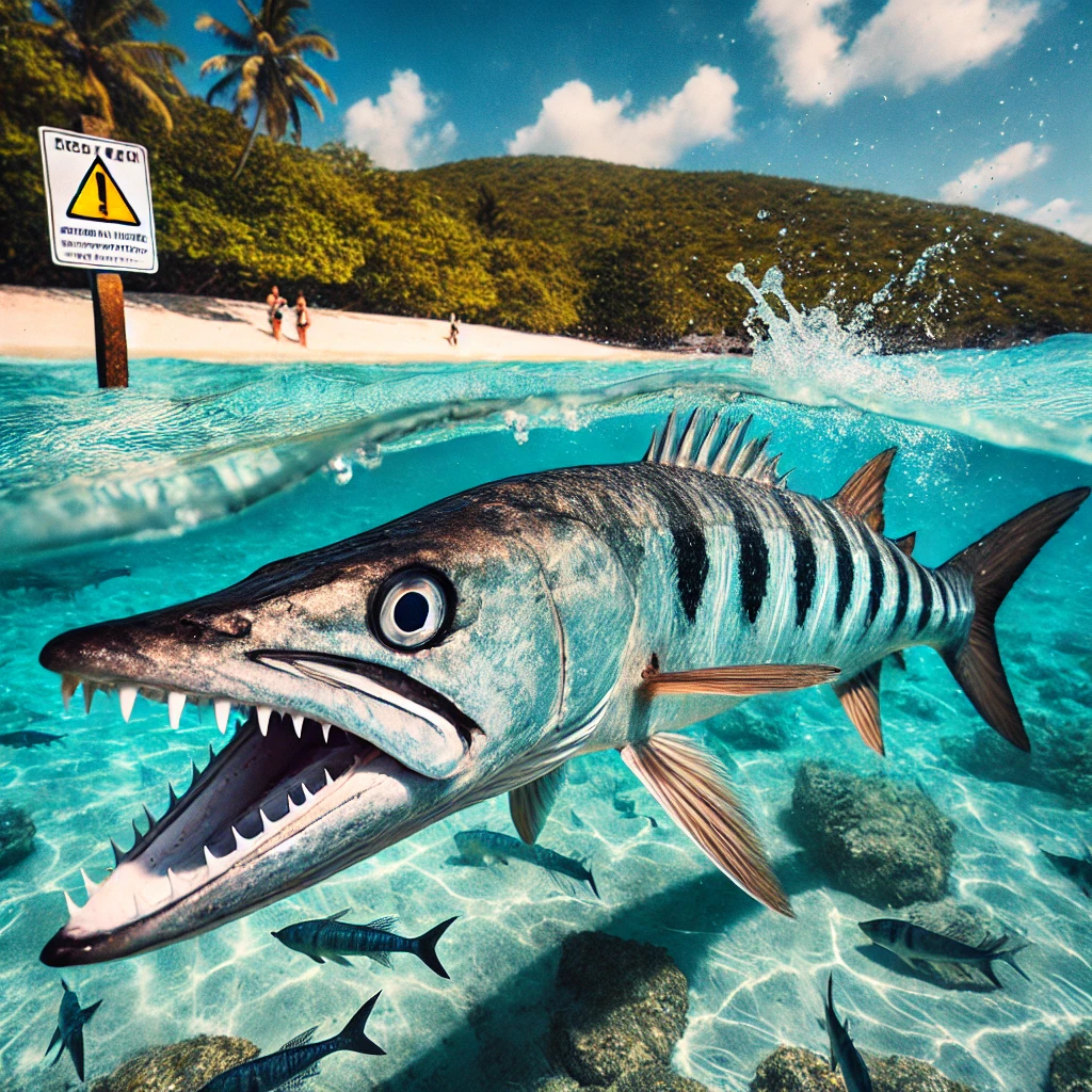 barracuda-with-sharp-teeth-swimming-in-the-clear-waters-near-the-beach-of-Sainte-Anne-Guadeloupe.-T